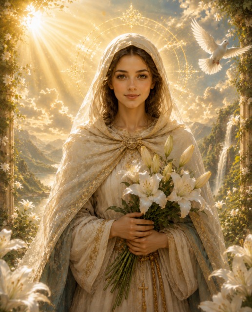 St. Clare surrounded by golden light